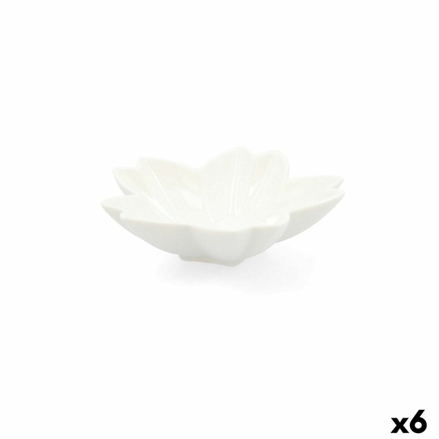 Snack bakke Quid Select Hvid Keramik Blomst (6 enheder) (Pack 6x) #4