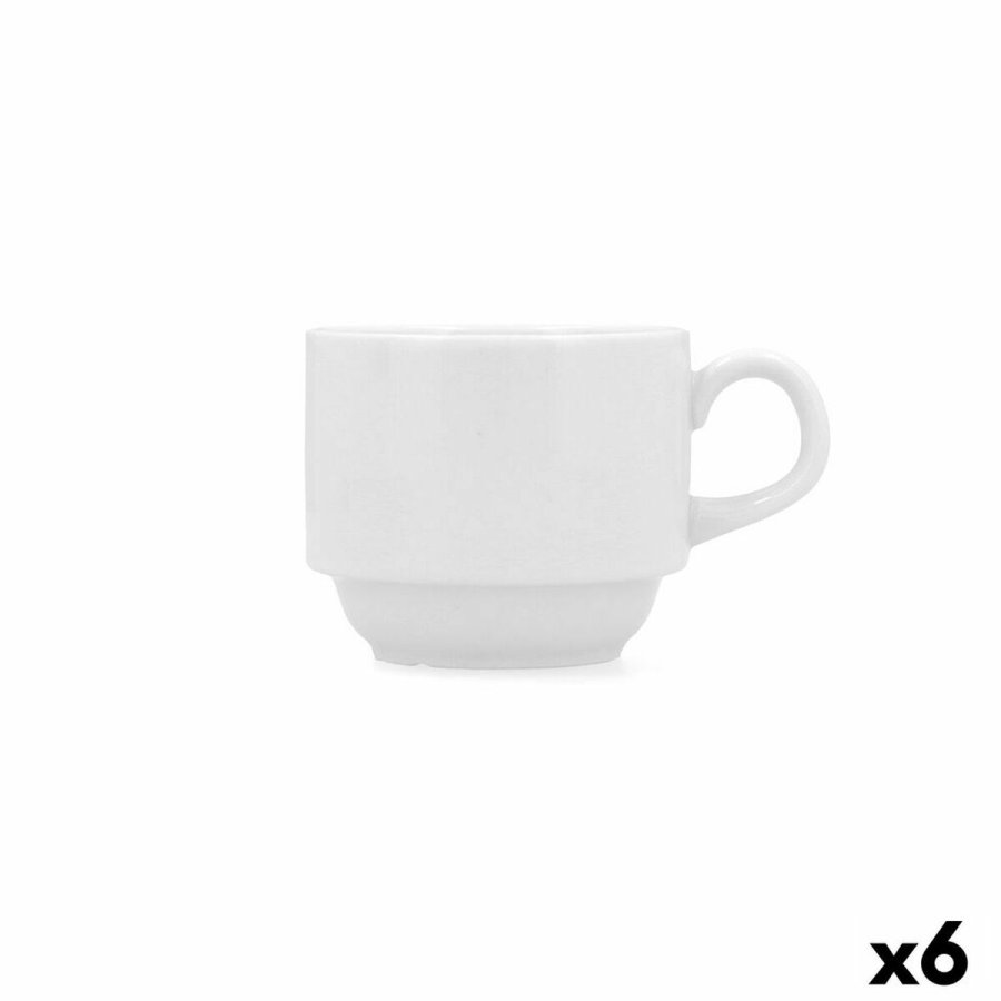 Dele kaffekopst Bidasoa Glacial Hvid Keramik 180 ml Kaffe (6 enheder) #1