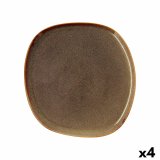 Flad Plade Bidasoa Ikonic Brun Keramik 26,5 x 25,7 x 1,5 cm (4 enheder) (Pack 4x) #4