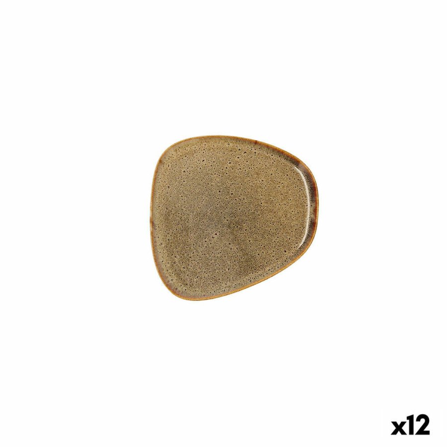 Flad Plade Bidasoa Ikonic Brun Keramik 14 x 13,6 x 0,8 cm (12 enheder) (Pack 12x) #4