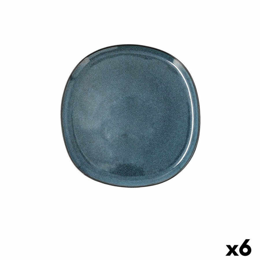 Flad Plade Bidasoa Ikonic Bl Keramik 20,2 x 19,7 x 1,3 cm (6 enheder) (Pack 6x) #4
