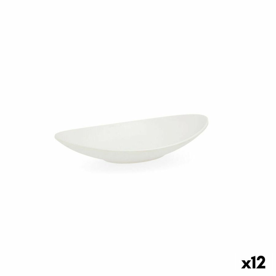 Dyb tallerken Quid Select Oval Hvid Plastik 18 x 10,5 x 3 cm (12 enheder) #1