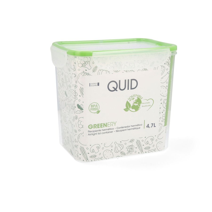 Hermetisk madkasse Quid Greenery Gennemsigtig Plastik 4,7 L (4 enheder) (Pack 4x) #10