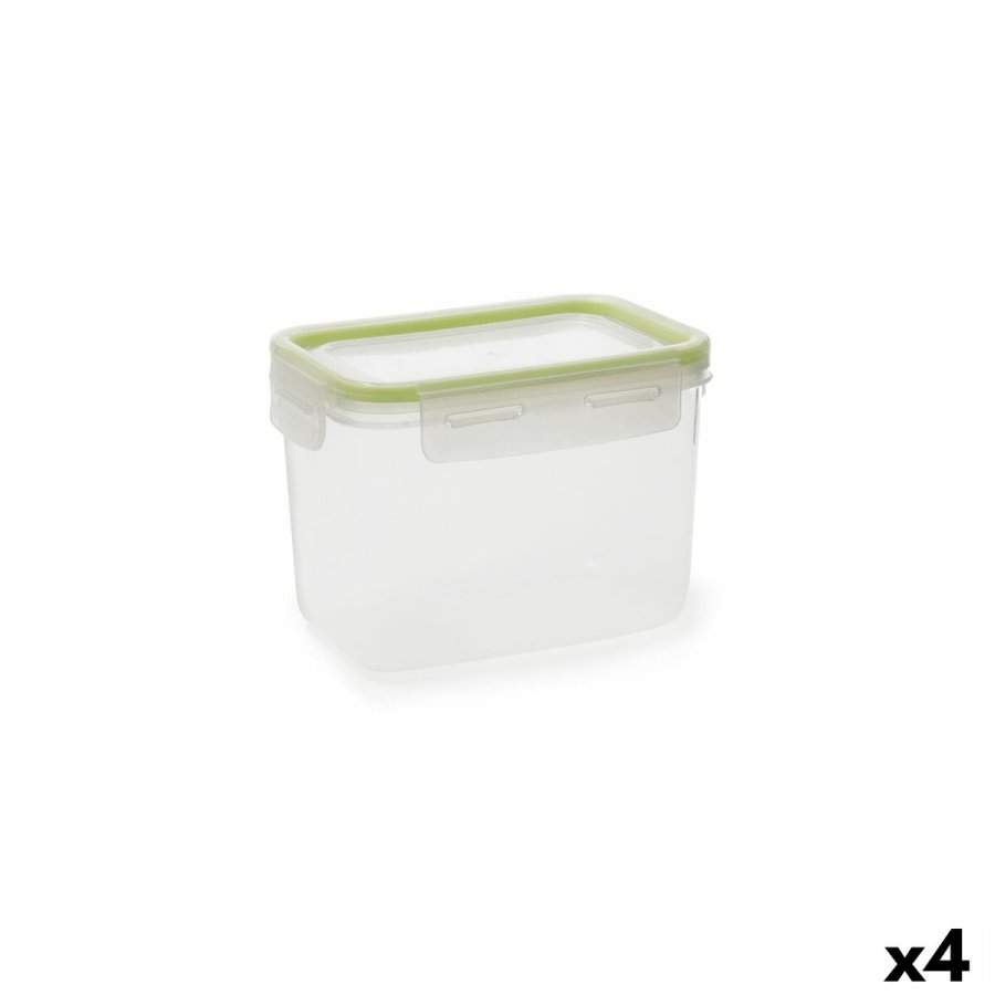 Hermetisk madkasse Quid Greenery Gennemsigtig Plastik Rektangulr 1,05 L (4 enheder) #1