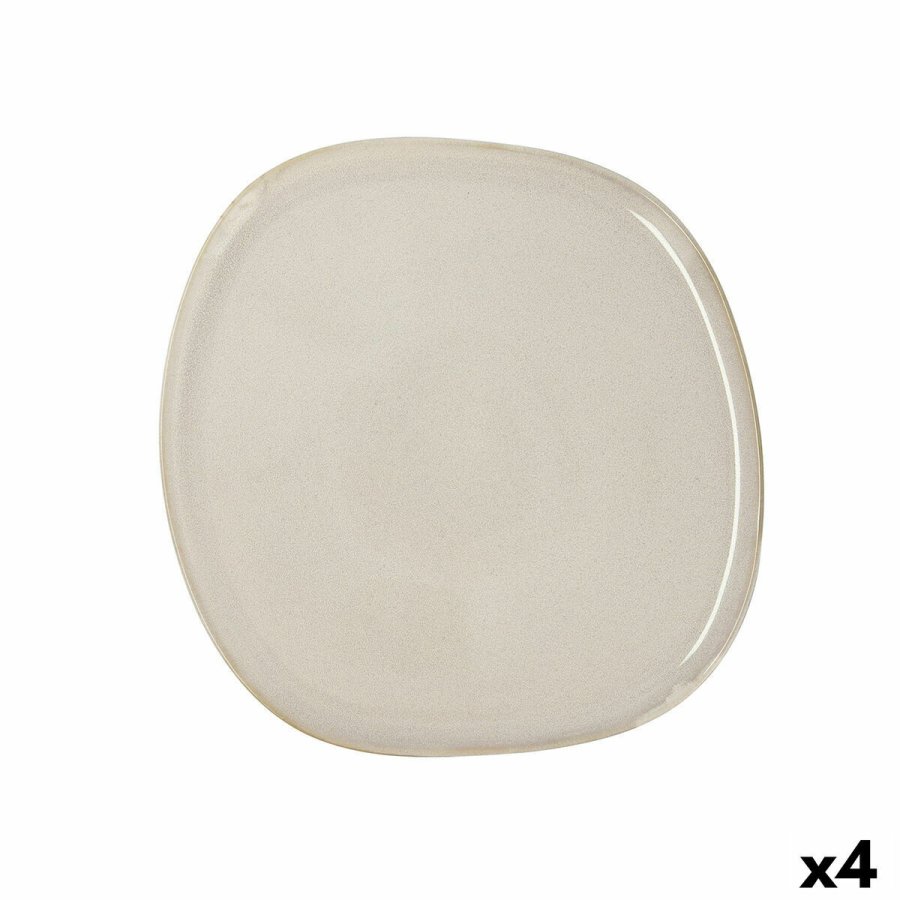 Flad Plade Bidasoa Ikonic Hvid Keramik 26,5 x 25,7 x 1,5 cm (4 enheder) (Pack 4x) #4