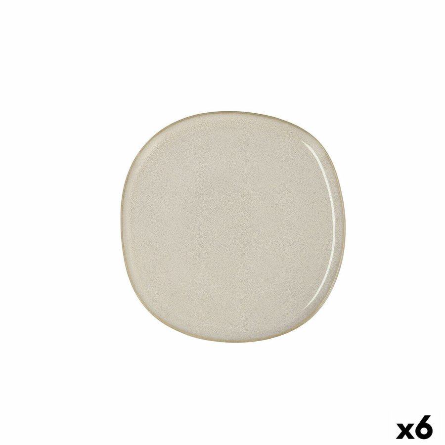 Flad Plade Bidasoa Ikonic Hvid Keramik 20,2 x 19,7 cm (6 enheder) (Pack 6x) #4