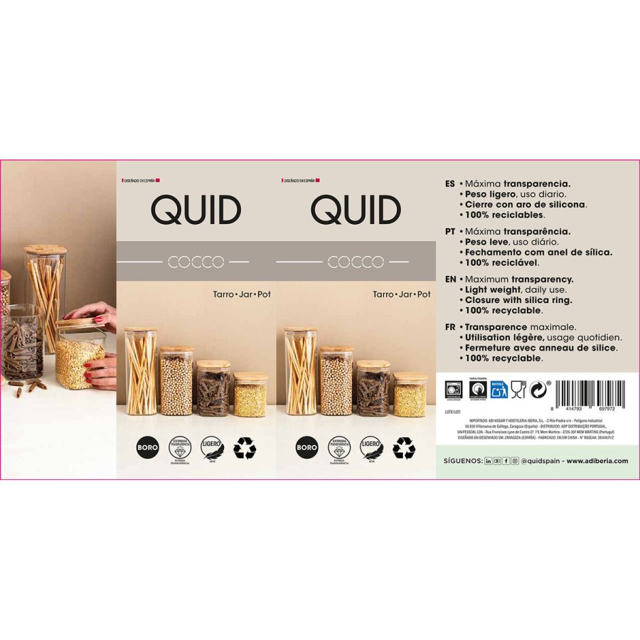 Blik Quid Cocco Gennemsigtig Glas Silikone 2 L #7