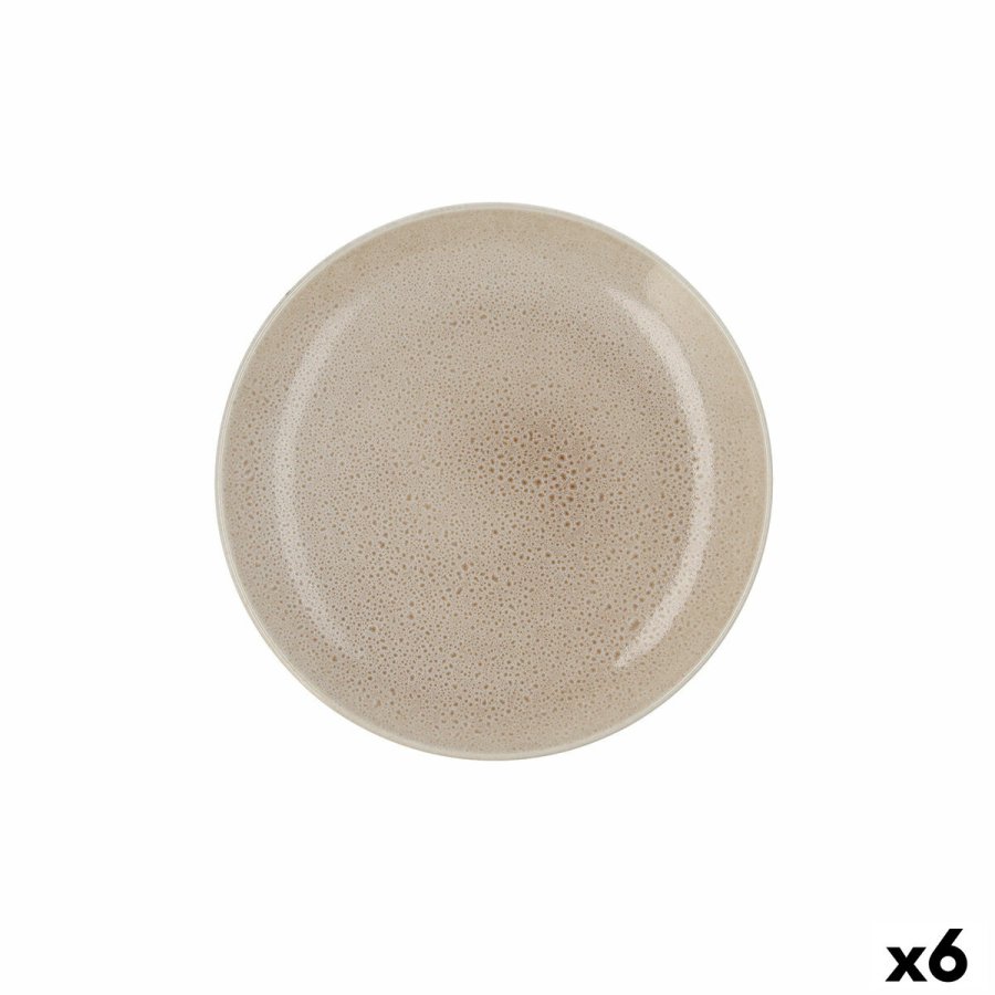 Flad Plade Ariane Porous Beige Keramik  27 cm (6 enheder) #1
