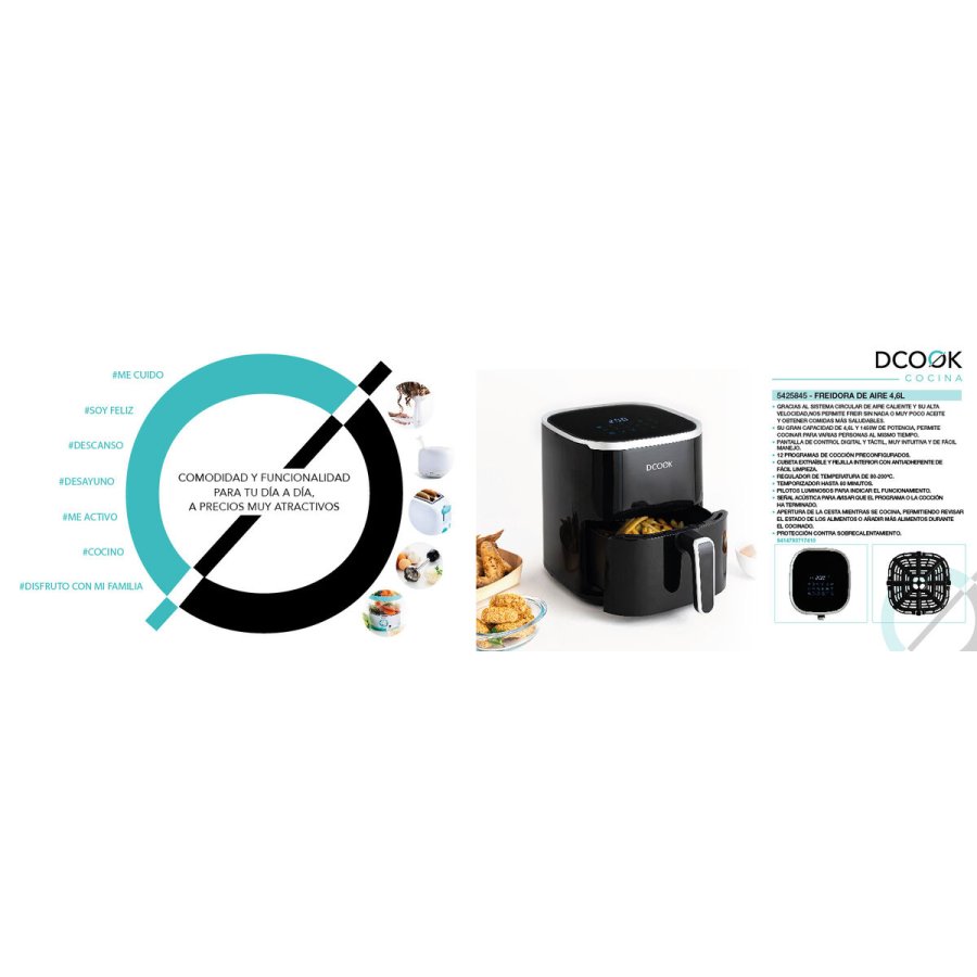 Varmluftsfrituregryde Dcook Gallery Sort 1450 W 4,6 L #10