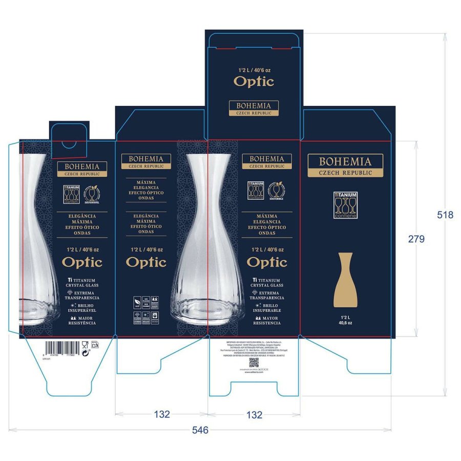 Vinkaraffel Bohemia Crystal Optic Gennemsigtig Glas 1,2 L #4