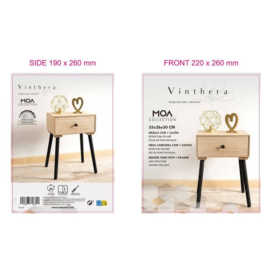 Natbord Vinthera Moa Stl Natur 35 x 26 x 50 cm #21