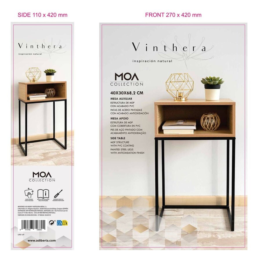 Natbord Vinthera Moa Natur Metal 40 x 30 x 68 cm #13