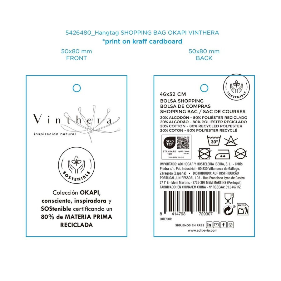 Indkbspose Vinthera Okapi To-farvet 46 x 32 cm I tern #6