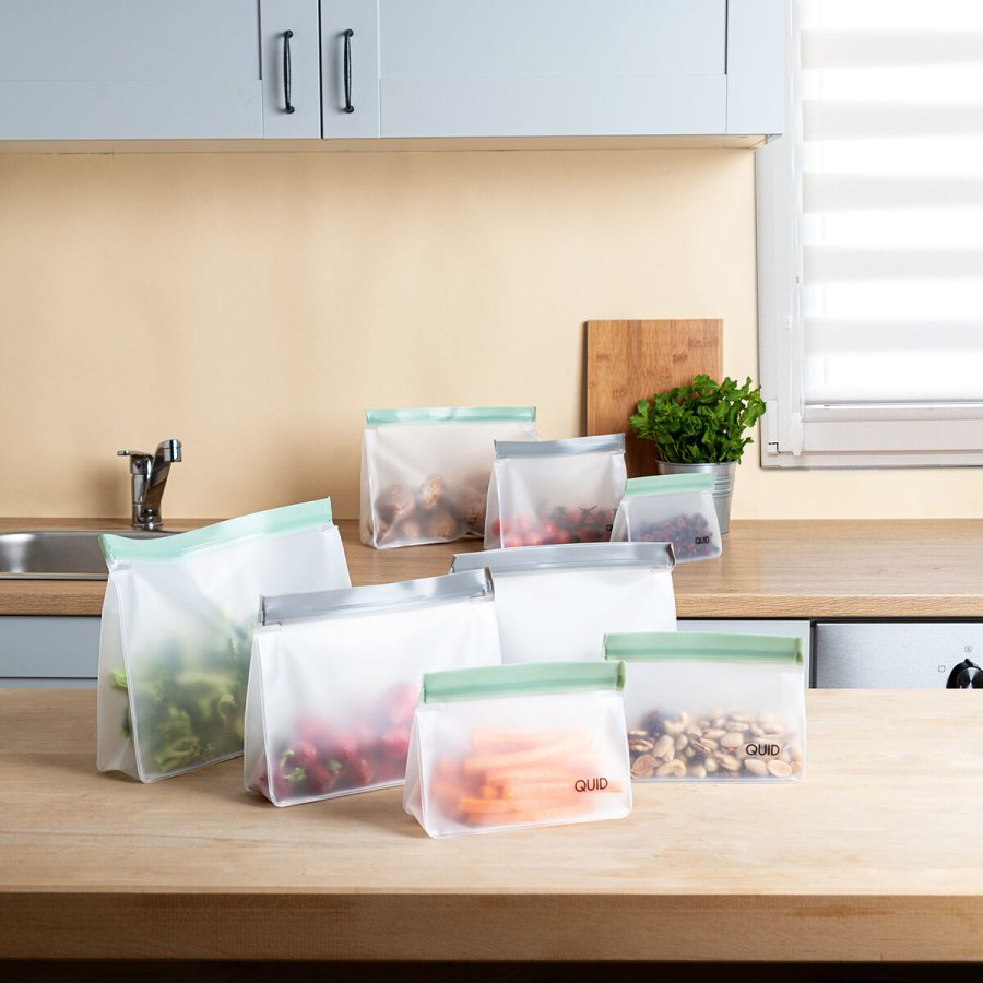 St med genanvendelige poser til fdevarer Quid Rico Plastik Zip 8 Dele #3
