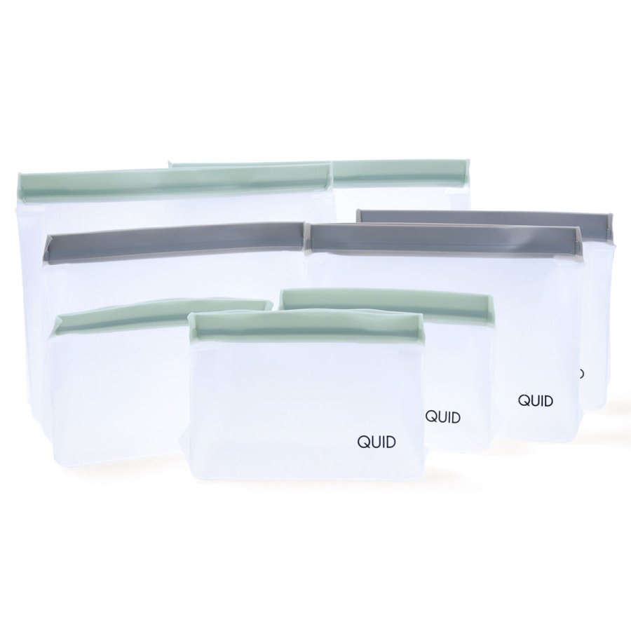 St med genanvendelige poser til fdevarer Quid Rico Plastik Zip 8 Dele #1