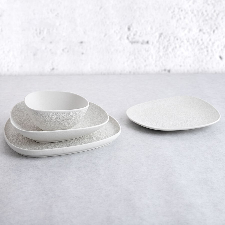 Dyb tallerken Bidasoa Fosil Hvid Keramik Firkantet 21,9 x 21,7 x 4,8 cm (6 enheder) #10