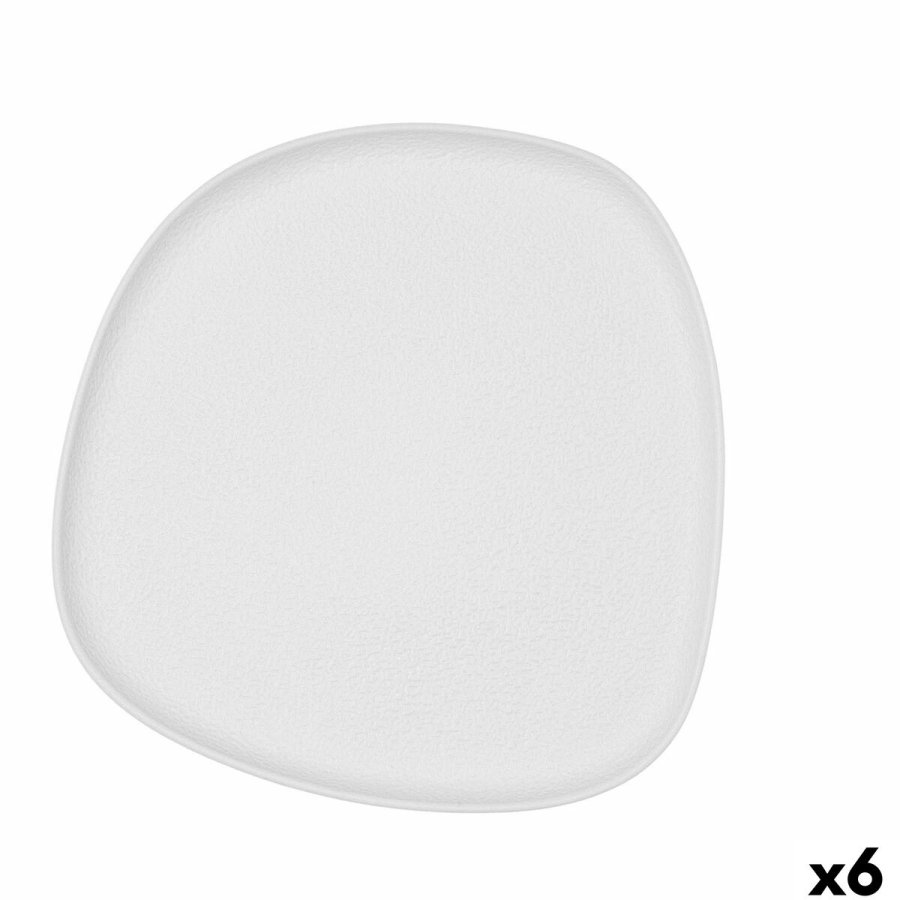 Flad Plade Bidasoa Fosil Hvid Keramik 26,3 x 25,5 x 2,4 cm (6 enheder) #1