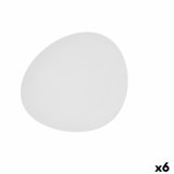 Flad Plade Bidasoa Fosil Hvid Keramik Oval 28 x 24,8 x 2,5 cm (6 enheder) #1