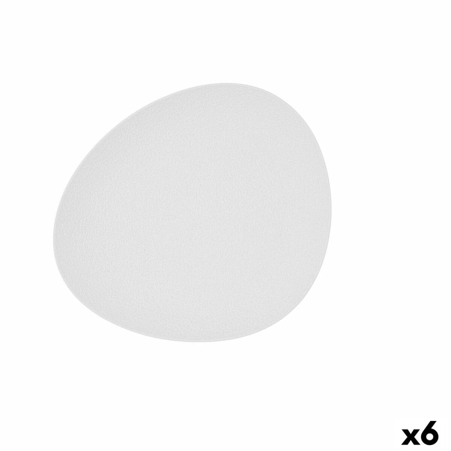 Flad Plade Bidasoa Fosil Hvid Keramik Oval 28 x 24,8 x 2,5 cm (6 enheder) #1