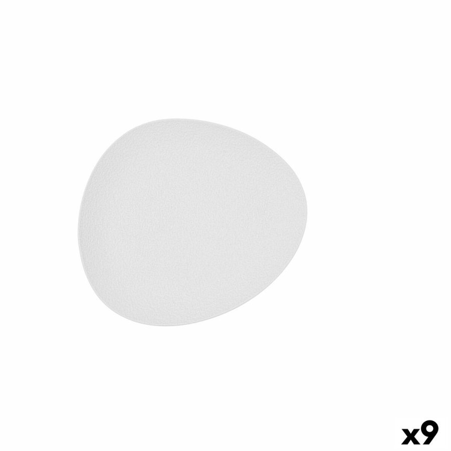Flad Plade Bidasoa Fosil Hvid Keramik Oval 22,8 x 20,1 x 2,2 cm (9 enheder) #1