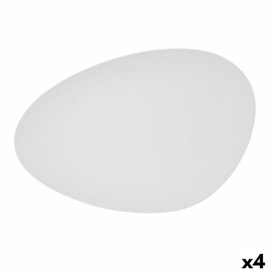 Snack bakke Bidasoa Fosil Hvid Keramik Aluminium oxid Oval 39,1 x 26,3 x 3,4 cm (4 enheder) #1