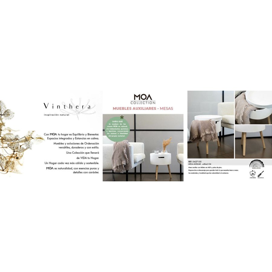 Sofabord Vinthera Moa Hvid Beige 38 x 43 cm (4 enheder) #5