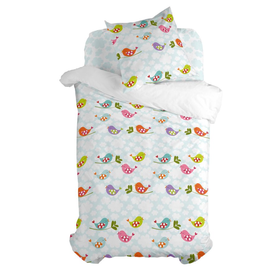 Dynebetrk st HappyFriday Mr Fox Little birds Multifarvet Seng 80 2 Dele #1