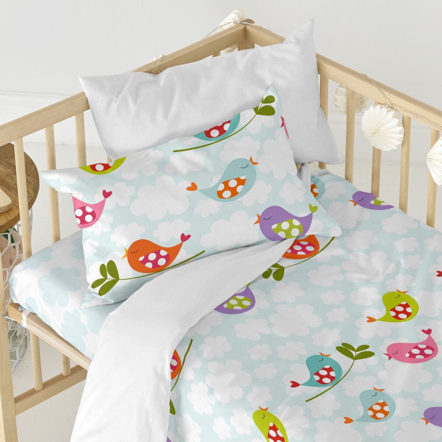 Dynebetrk st HappyFriday Mr Fox Little birds Multifarvet Vugge til baby 2 Dele #16