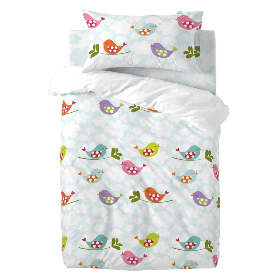 Dynebetrk st HappyFriday Mr Fox Little birds Multifarvet Vugge til baby 2 Dele #1