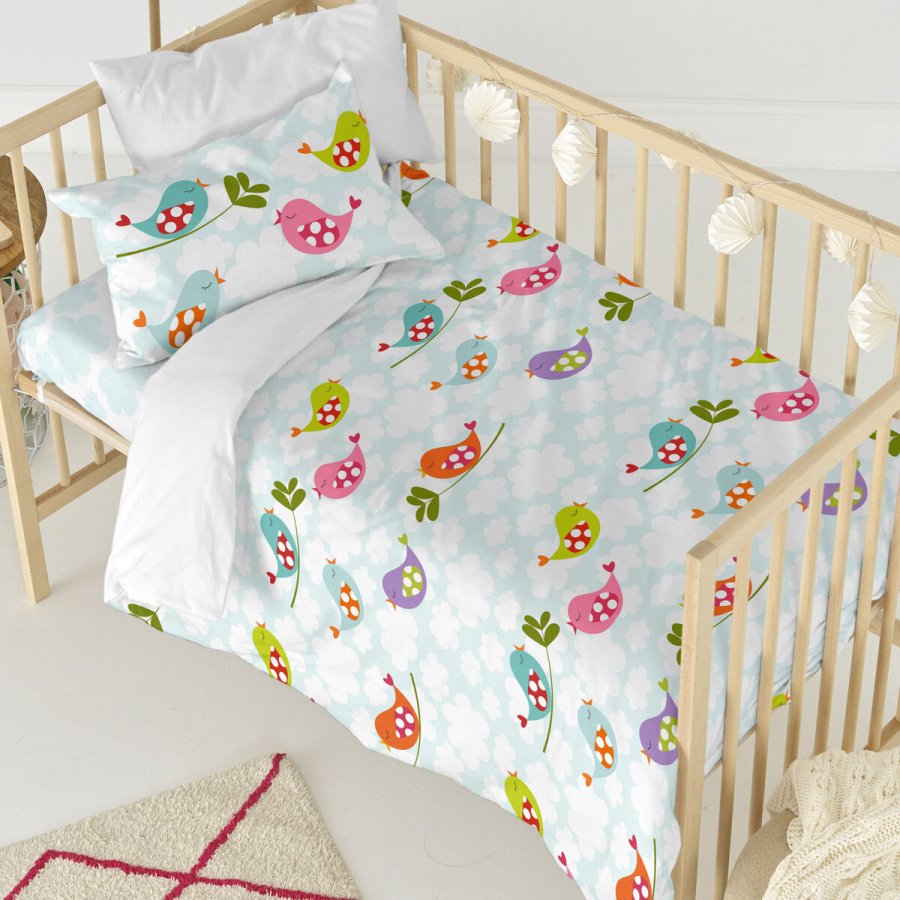 Dynebetrk st HappyFriday Mr Fox Little birds Multifarvet Vugge til baby 2 Dele #6