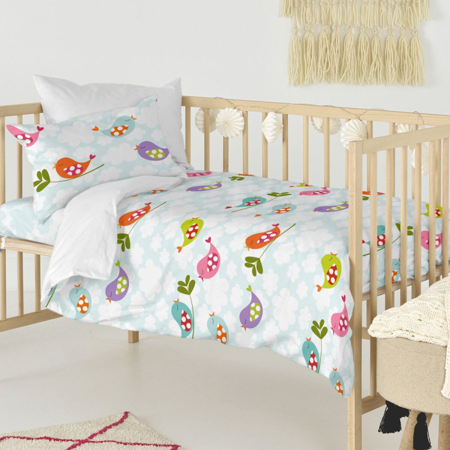 Dynebetrk st HappyFriday Mr Fox Little birds Multifarvet Vugge til baby 2 Dele #11
