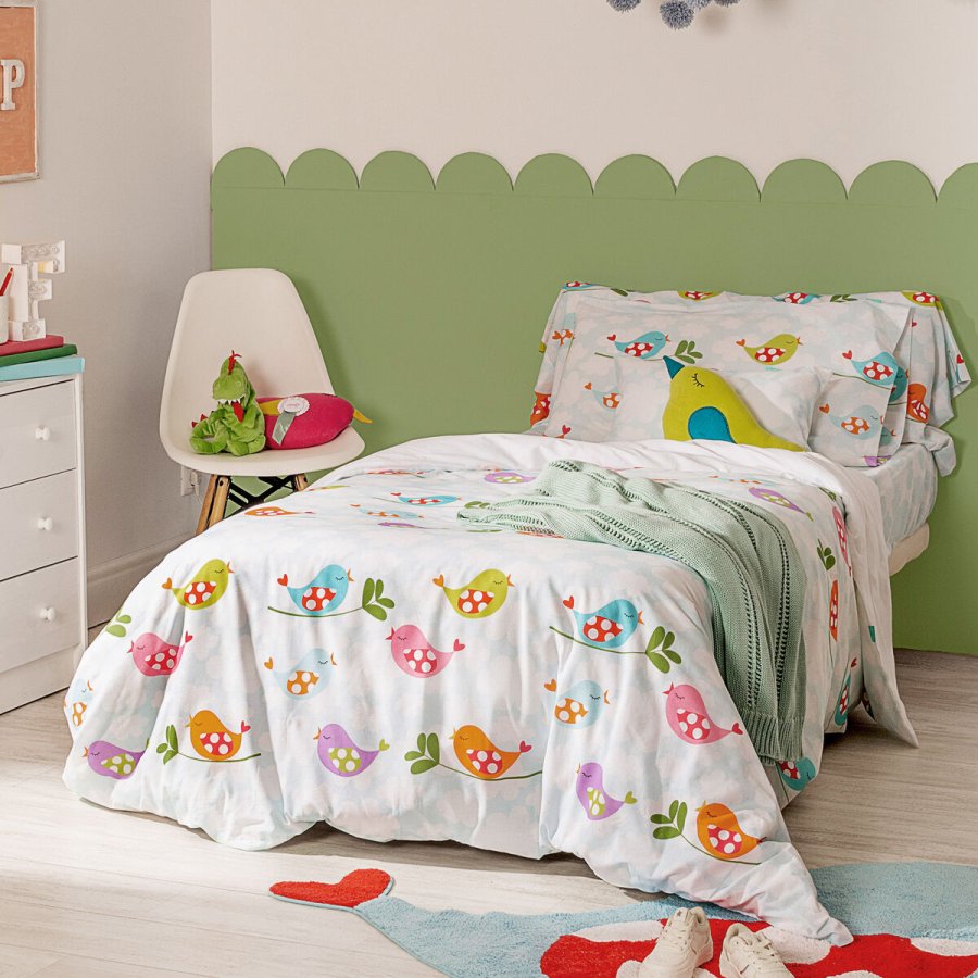 Dynebetrk st HappyFriday Mr Fox Little birds Multifarvet Seng 105 2 Dele #6