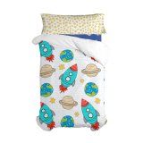 Dynebetrk st HappyFriday Mr Fox Space rocket Multifarvet Seng 105 2 Dele #1