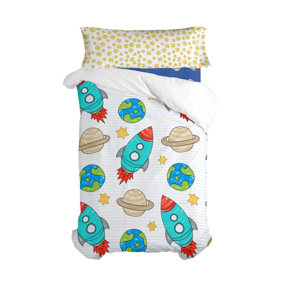 Dynebetrk st HappyFriday Mr Fox Space rocket Multifarvet Seng 105 2 Dele #1