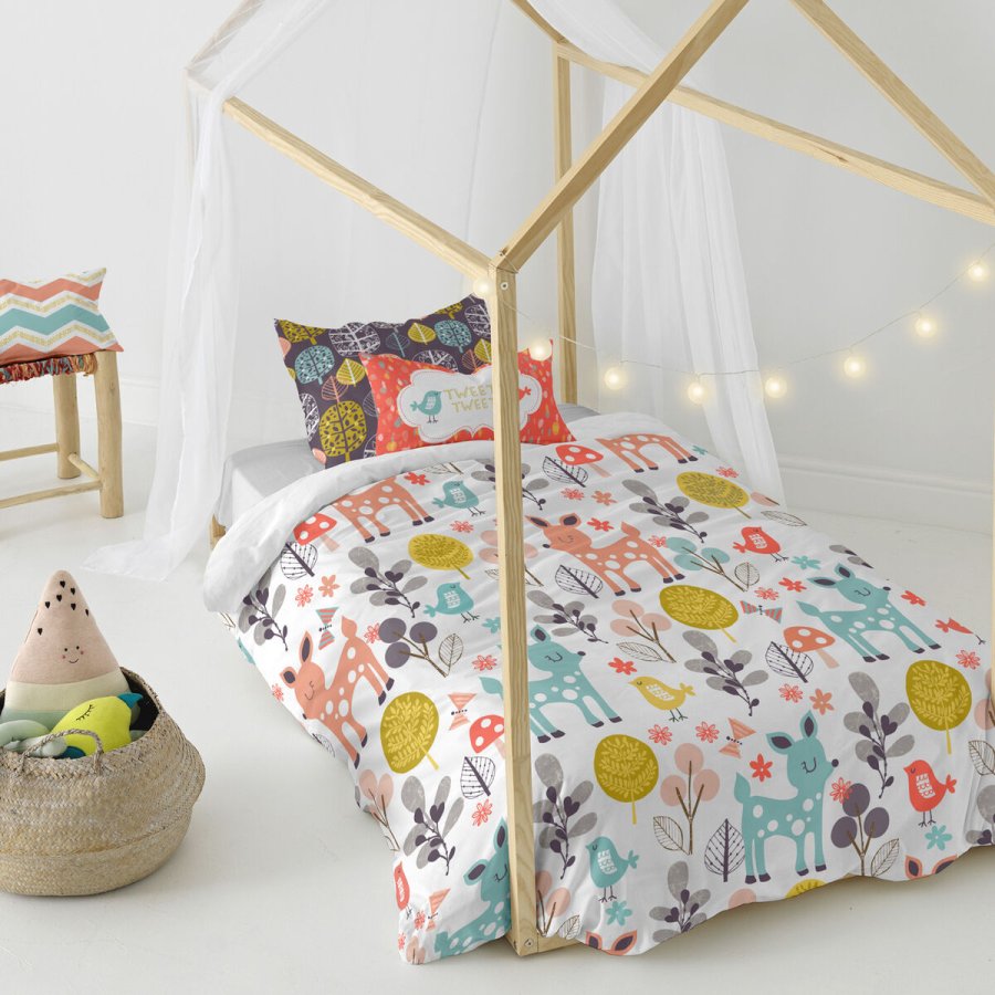 Dynebetrk st HappyFriday Moshi Moshi Woodland Multifarvet Seng 80 2 Dele #16
