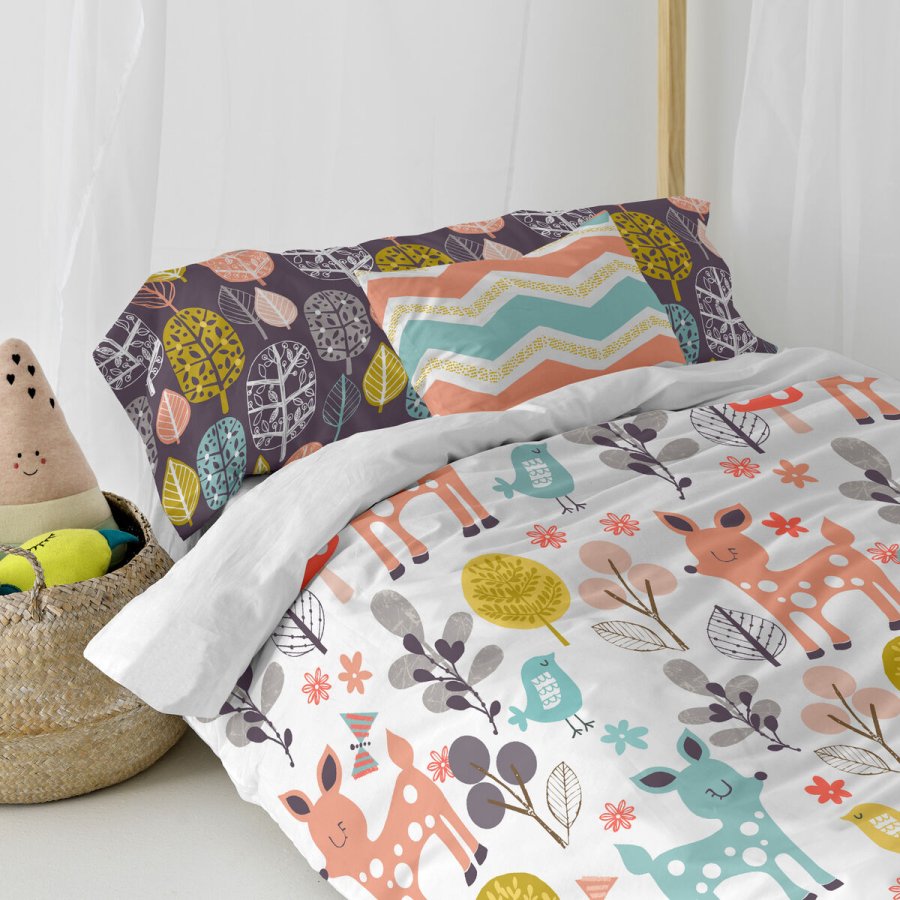Dynebetrk st HappyFriday Moshi Moshi Woodland Multifarvet Seng 80/90 2 Dele #21