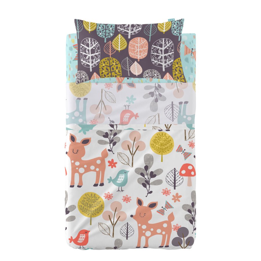 Sengetj st HappyFriday Moshi Moshi Woodland Multifarvet Vugge til baby 2 Dele #1