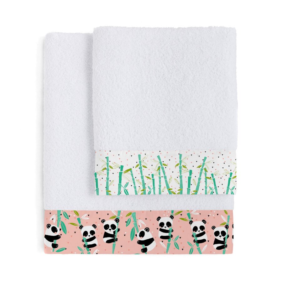 Hndkldest HappyFriday Moshi Moshi Panda Garden Pink 2 Dele #1
