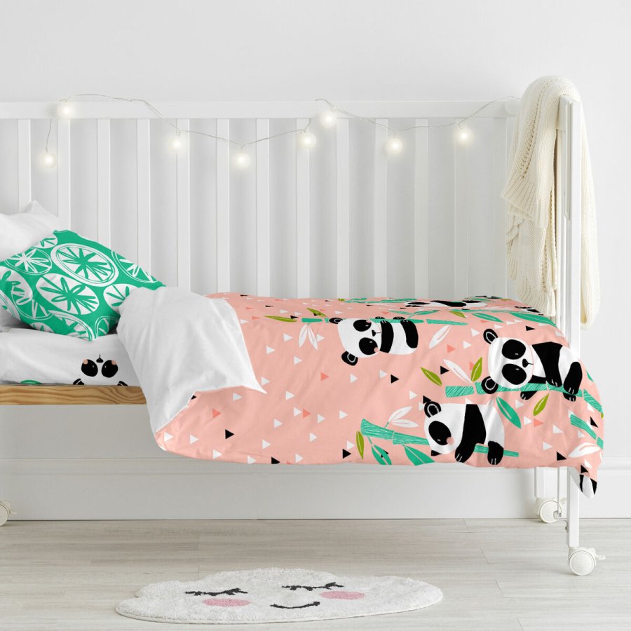 Dynebetrk st HappyFriday Moshi Moshi Panda Garden Pink Vugge til baby 2 Dele #16