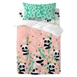 Dynebetrk st HappyFriday Moshi Moshi Panda Garden Pink Vugge til baby 2 Dele #1