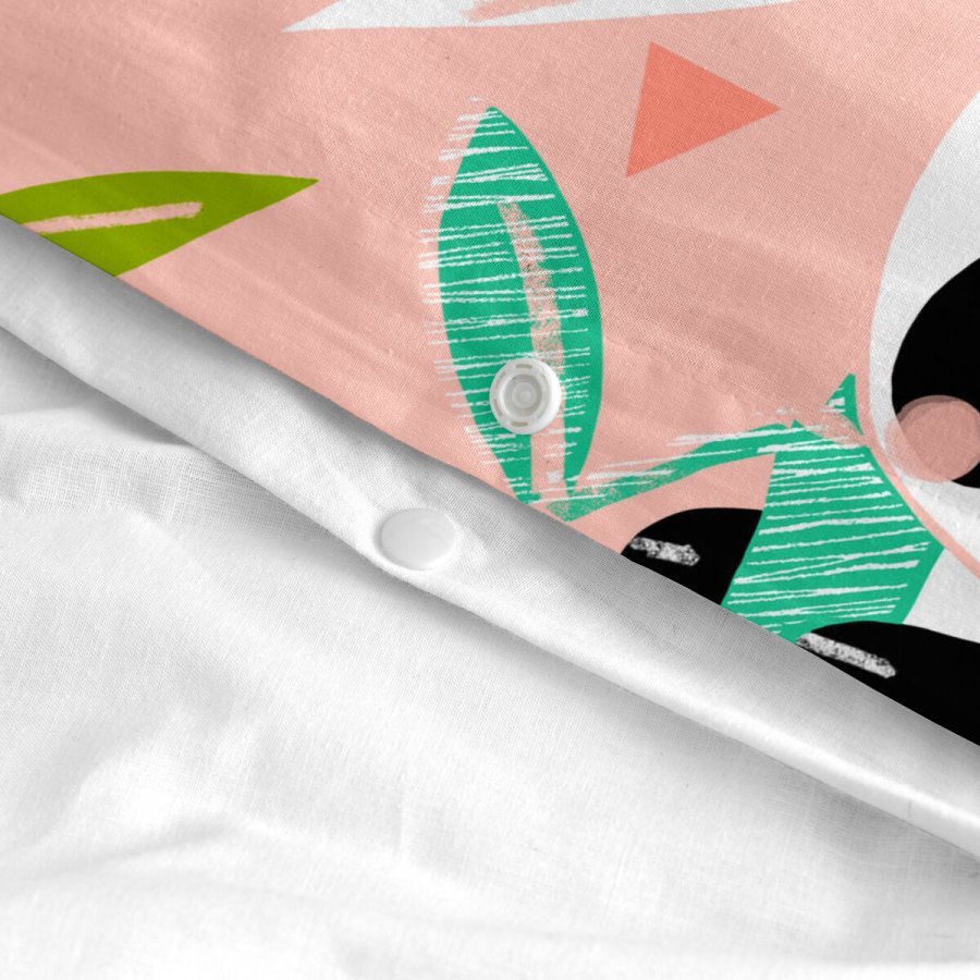 Dynebetrk st HappyFriday Moshi Moshi Panda Garden Pink Vugge til baby 2 Dele #31