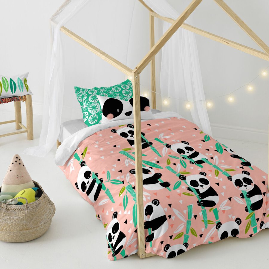Dynebetrk st HappyFriday Moshi Moshi Panda Garden Pink Seng 80 2 Dele #16