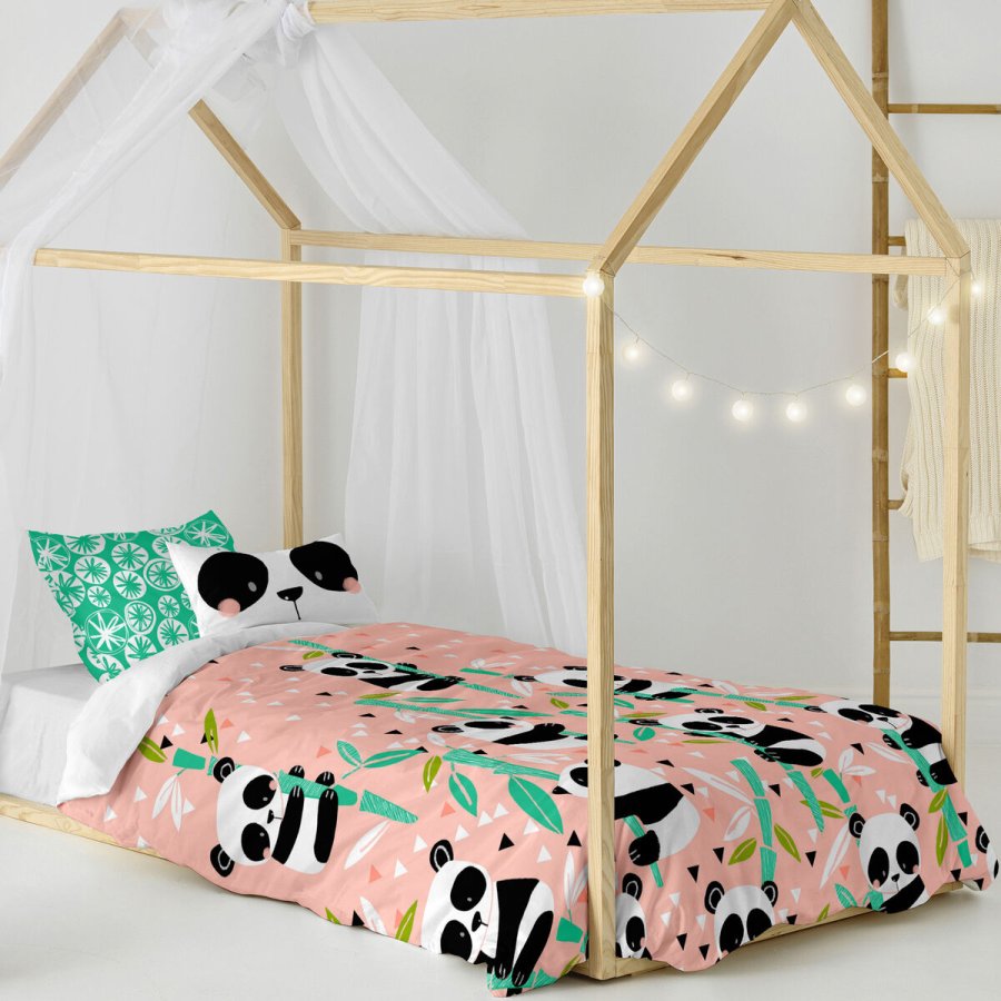 Dynebetrk st HappyFriday Moshi Moshi Panda Garden Pink Seng 80 2 Dele #26