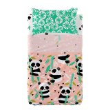 Sengetj st HappyFriday Moshi Moshi Panda garden Pink Vugge til baby 2 Dele #1