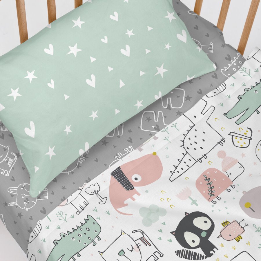Sengetj st HappyFriday Moshi Moshi Best buddies  Multifarvet Vugge til baby 2 Dele #4