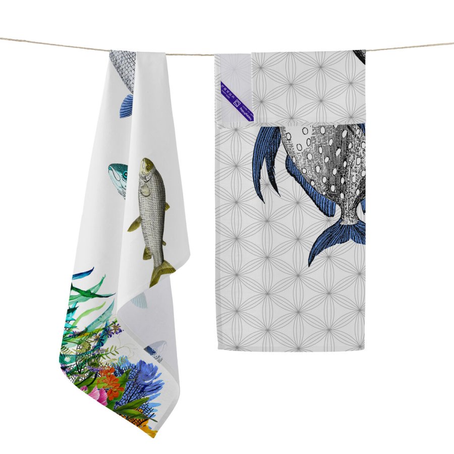 Karklud HappyFriday Fish Multifarvet 70 x 50 cm (2 enheder) #16