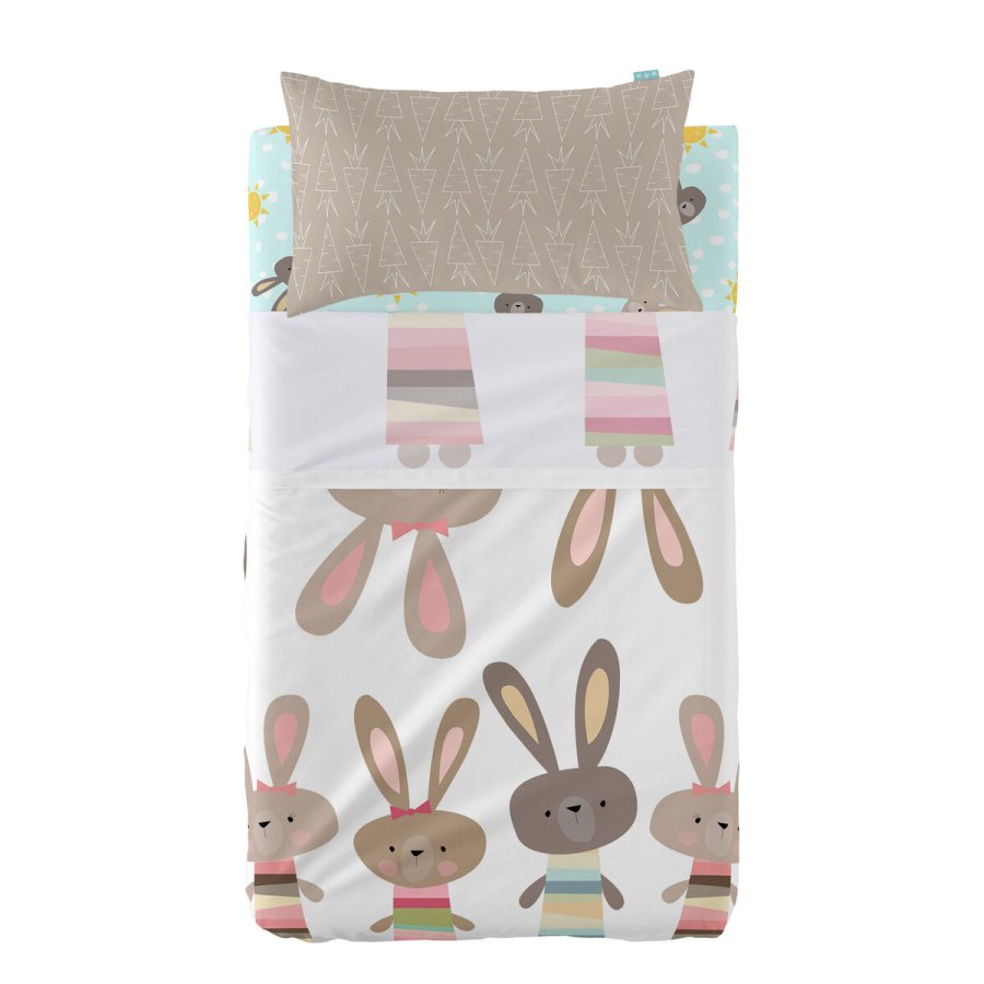 Sengetj st HappyFriday Moshi Moshi Rabbit family Multifarvet Vugge til baby 2 Dele #1