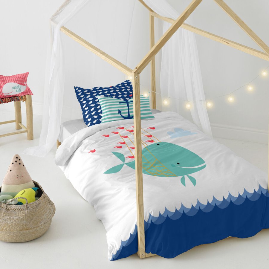 Dynebetrk st HappyFriday Moshi Moshi Whale Multifarvet Seng 80 2 Dele #11