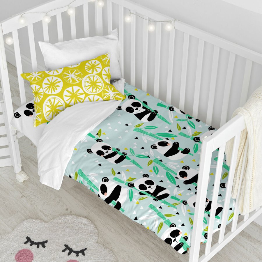 Dynebetrk st HappyFriday Moshi Moshi Panda Garden Blue Bl Vugge til baby 2 Dele #6