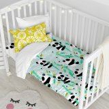 Dynebetrk st HappyFriday Moshi Moshi Panda Garden Blue Bl Vugge til baby 2 Dele #6